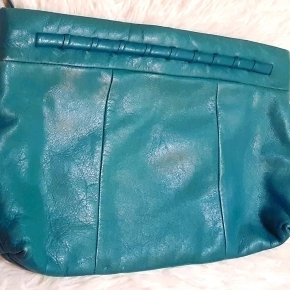 Vintage Leather Clutch & Rainbow Heart Earrings